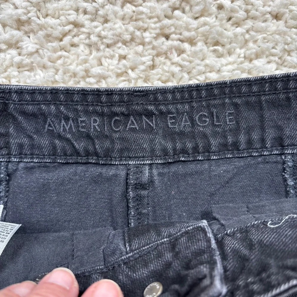 American Eagle Outfitters Black Denim Button Front Mini Skirt Women Size‎ 2